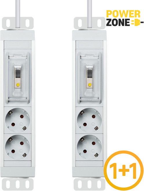 1+1 파워존 고용량 알루미늄 누전차단 2구멀티탭 통합스위치 서버탭 70cm 1.5m 3m 5m 7m, 2구 3m 라이트 그레이 * 2개