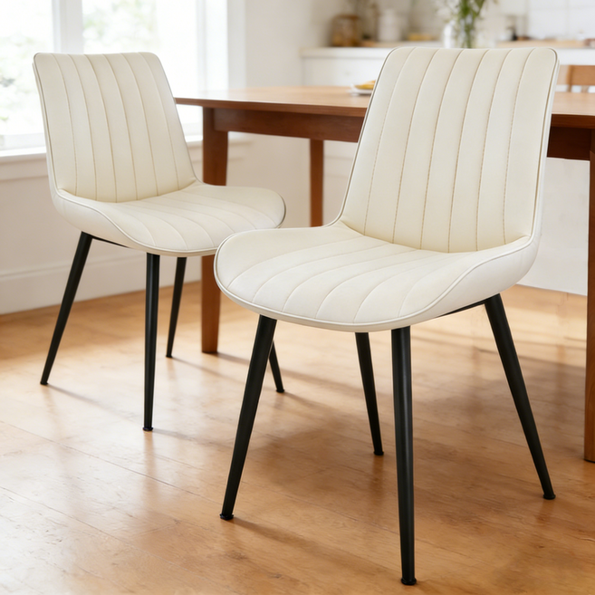 Doreso 식탁의자2p 카페의자 업소용 식당의자 등받이 캐주얼 쾌적한 가죽 의자, 2개, 베이지