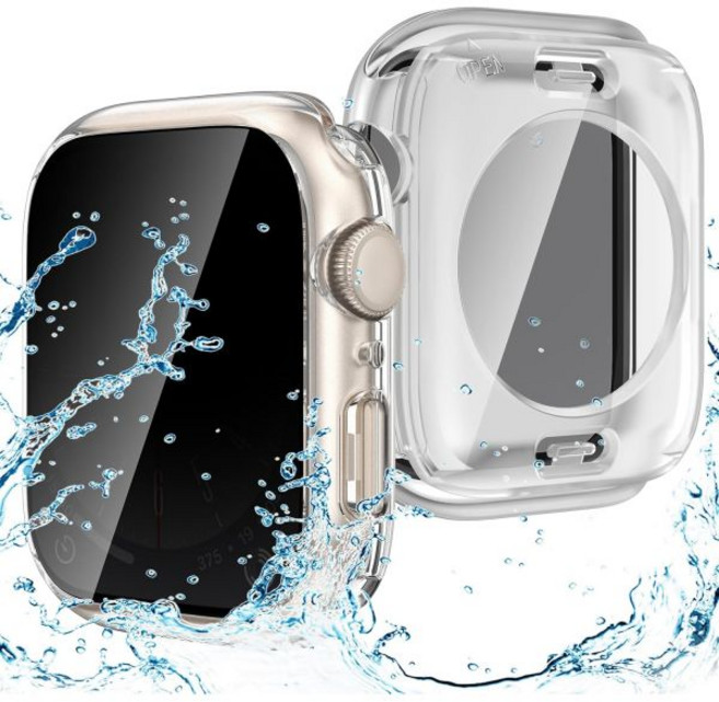 애플워치 시리즈 987 스크린 프로텍터 41mm 고튼 투인원 방수 프라이버시 케이스 아이워치 액세서리용 전면 스파이 강화유리 페이스 커버 후면 범퍼, Clear, 11) Clear - 41mm, 없음, 없음