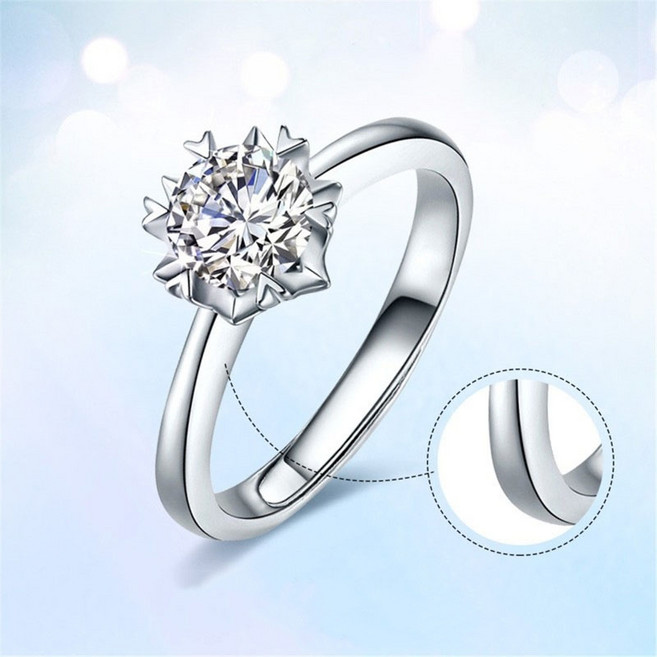 Youmi 여성 14k 도금 눈꽃 다이아몬드 반지 결혼선물추천 H-19