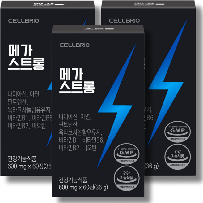 메가스트롱 3박스 3개월분 만성피로 옥타코사놀 블랙마카 L아르기닌, 3개, 60정