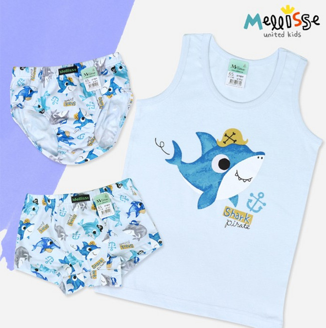 멜리스 상어블루 면스판 유아동 속옷(런닝 사각 삼각 선택)