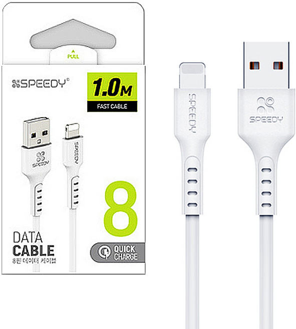1m 휴대용 라이트닝 8핀 고속 충전 케이블 아이폰 USB 데이터 전송 휴대폰 보조배터리 충전선, 8핀 케이블 1m, 1개