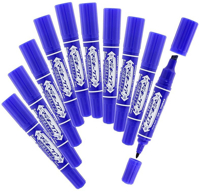 지브라 유성펜 하이 맥키 케어 리필 타입 파랑 10개 BYT5BL