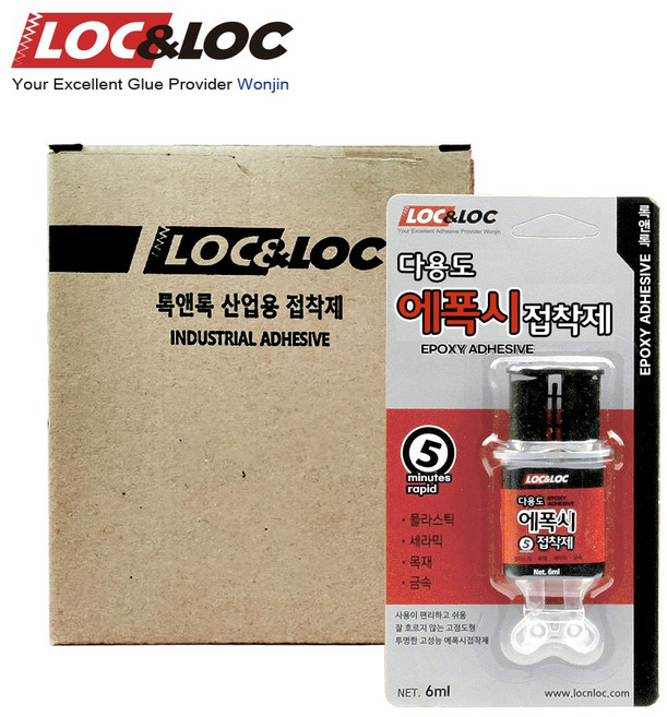 록앤록 에폭시 접착제 주사기 한박스 투명 고점도 다용도 순간접착제 초강력 본드 플라스틱 세라믹 목재 금속, 6ml 한박스, 10개