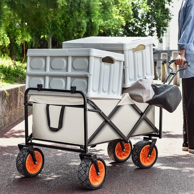 윤윤마켓 캠핑왜건 10인치 대형 폴딩, 1개, 베이지그린