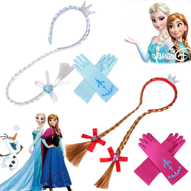 여아 엘사 안나 장갑 가발 머리띠 세트 5세 6세 7세 어린이 선물 공주놀이