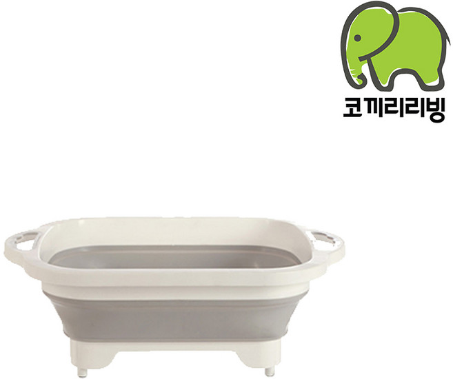 코끼리리빙 뽀드득 다용도 도마 과일세척바구니 KPD-4300, 그레이