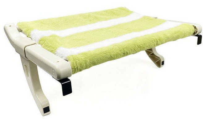 고양이 침대옆 해먹 선반 실내용 캣타워 창문 사계절, 1개, 옐로우 앤 화이트 투톤