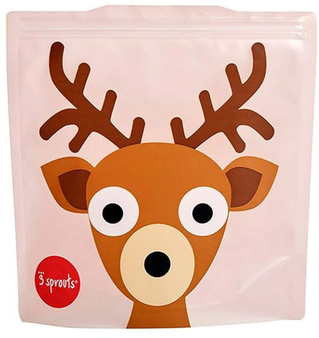 3 스프라우츠 샌드위치 백 u2013 재사용 및 가방 2팩 - 어린이용 세척 도시락 가능한 보관 사슴, Deer, Deer