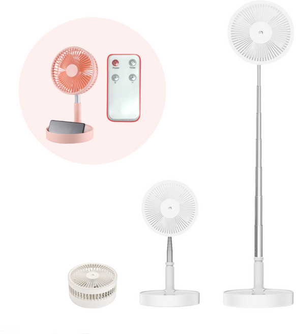 [무선 폴딩]바이브 브라인 폴딩 v7 무선 미니 선풍기 캠핑 사무실 탁상 길이조절가능, V7핑크