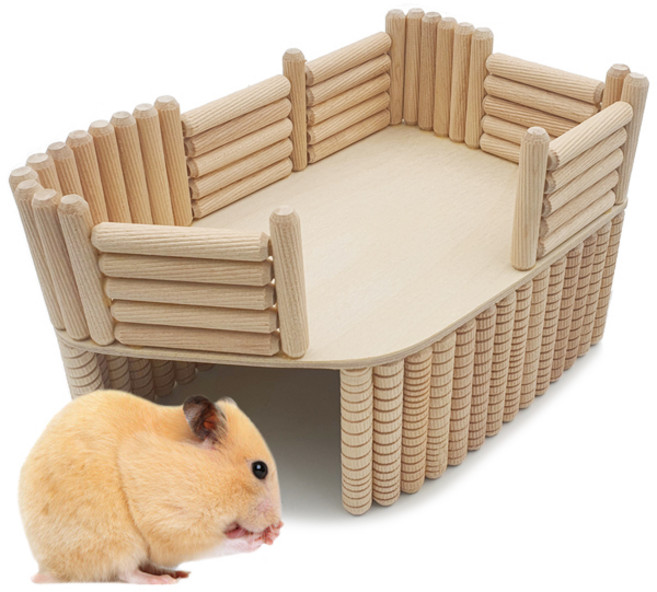햄스터 집 은신처 2in1 미니데크 나무, 1개, 상세참조