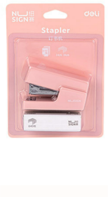 델리 누사인 파스텔 스테이플러 33호침 보관공간, Pink, 6개