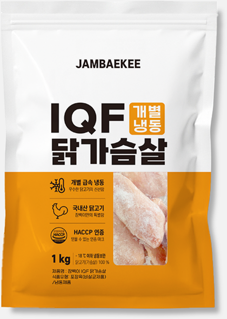 잠백이 IQF 냉동 닭가슴살, 1개, 1kg