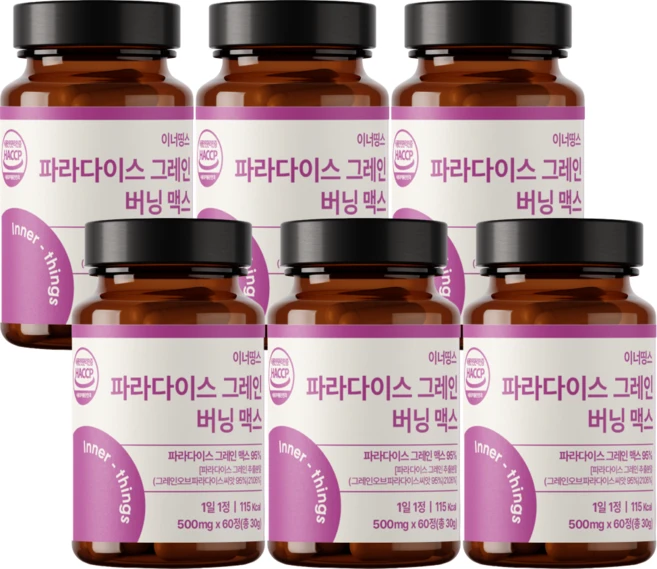 파라다이스 그레인 버닝 맥스 HACCP 인증, 6개, 60정 - 쿠팡