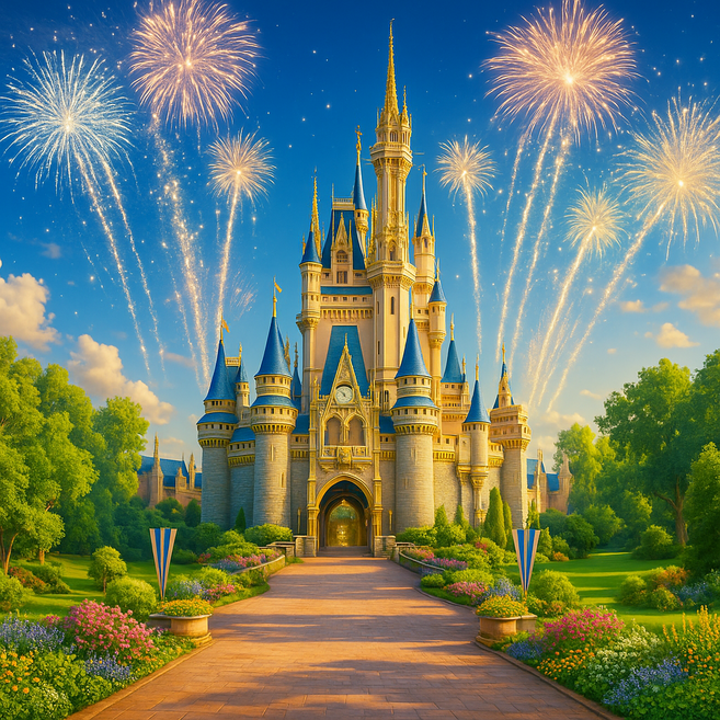 [리리감성] 디즈니스타일 현수막 궁전 현수막 실사 3D입체스타일 배경 음악회 무대 대형현수막 무료디자인 무료문구수정 자유문구 현수막 크기조정가능 행사용 빠른제작배송, 불꽃놀이