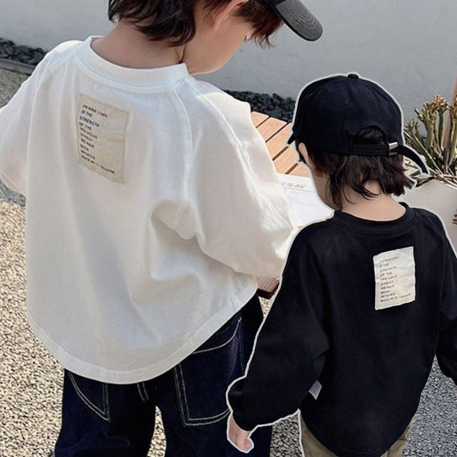 [앙디] F상의 빽네모패치 (FE181)_(아동복 아동옷 기본 의류 남아용 여아용 공용 봄 가을 라운드티 이너티 베이직)