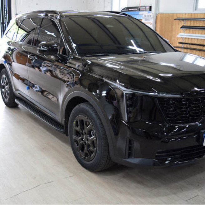 더뉴 쏘렌토 MQ4 호환용 사이드스텝 북미 수출 사양 옆발판 로고 신형기아로고 블랙