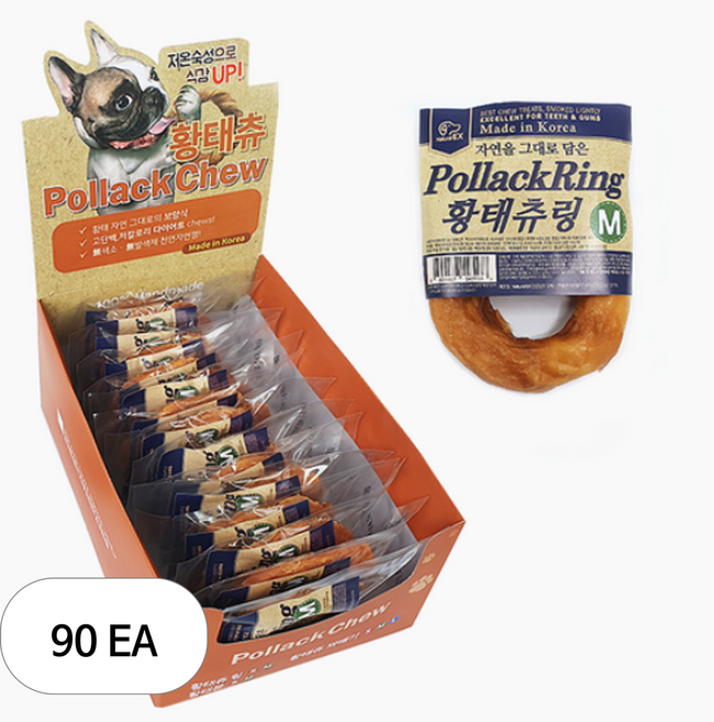 네츄럴이엑스 강아지 츄 덴탈껌 링 M, 황태츄 링 M, 30g, 90개