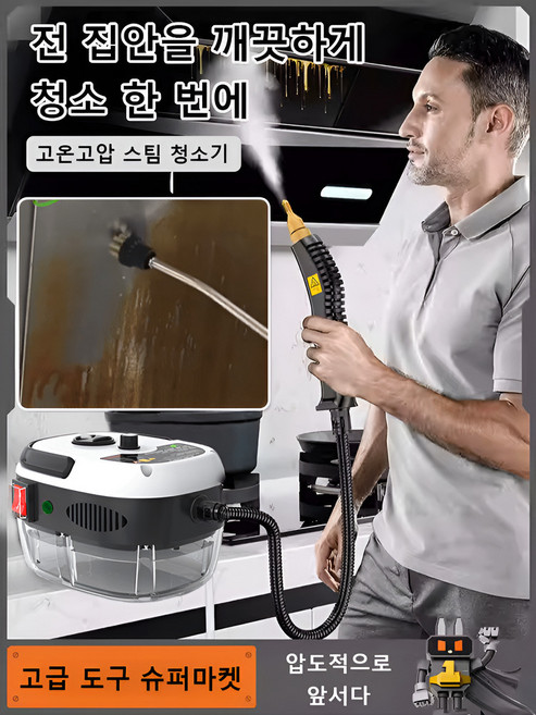 소형 가정용 스팀청소기 고온고압 레인지 후드 에어컨 청결소독기, 검은색*2