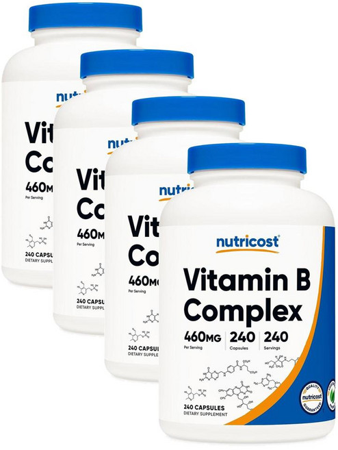 뉴트리코스트 활성비타민 B 콤플렉스 메틸코발라민 비오틴 판토텐산 이노시톨 콜린 Nutricost Vitamin B Complex, 4개, 240정
