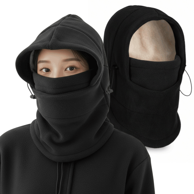 믿추 기모 바라클라바 후드넥워머 오토바이 방한, 벨벳블랙, 2개