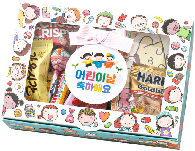 단체 과자 선물세트(중) 신학기 어린이날 행사 운동회 생일 행사 답례품 간식 꾸러미 구디백, 1개, 과자(중)민트상자