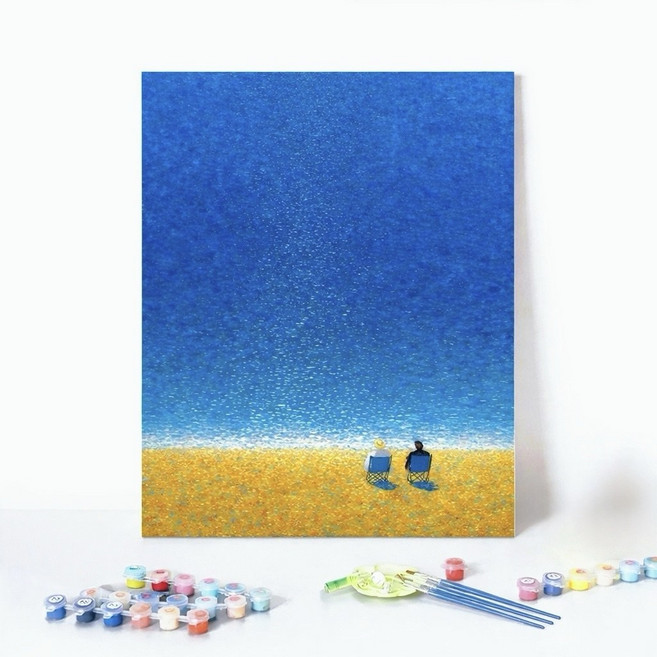 LCLC집중력 힐링 취미 유화그리기 DIY 숫자 페인팅 세트 감성 풍경 캔버스 30x40cm, 1개, 힐링 오션뷰 NO.1