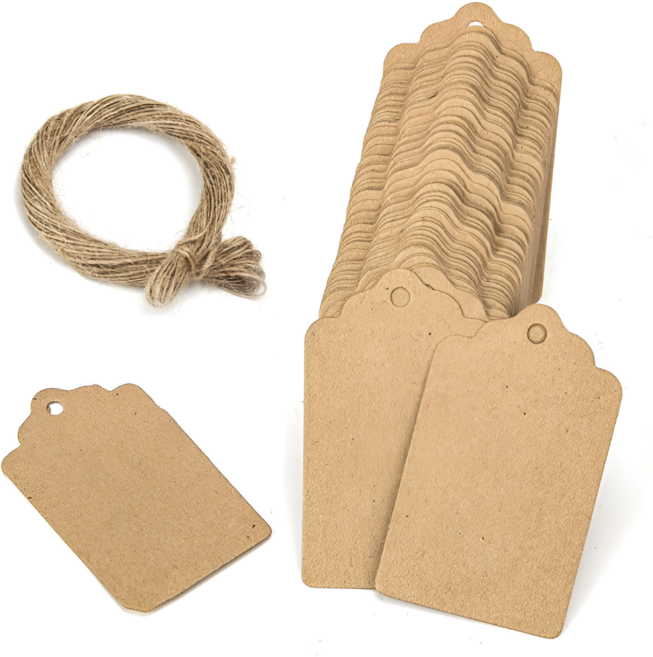 크라프트 무지 꼬리표 택 100pcs 로프 마끈 세트, 크라프트(S1302) 100매, 1개