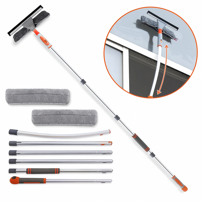 미러브 커브형(190cm) [극세사천 1+1추가 구매] 아파트 유리닦이 베란다 창문 청소 도구 바깥 유리창청소 외부 창문닦기 상가매장 바깥 유리닦이 유리창청소도구 유리창청소용품, 1개