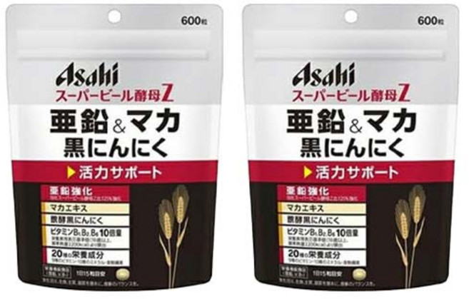 Asahi 슈퍼맥주 효모 Z 아연 & 마카 흑마늘 타블렛, 2개, 600정