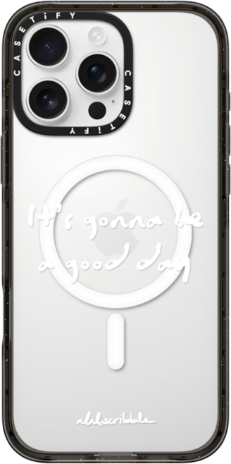 케이스티파이 CASETiFY 아이폰 16 프로 맥스 맥세이프 호환 임팩트 케이스 LIL AFFIRMATION NO.1 by aLILscribble - 글리터 인디고, {Size} {Color} -  블랙, 블랙, 1