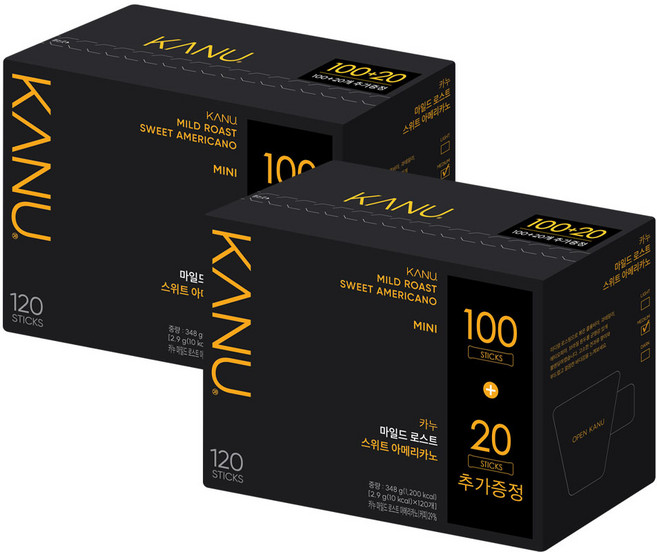 동서 맥심 카누 미니 마일드 스위트 100T+20T X 2개 원두 아메리카노, 2.9g, 120개입