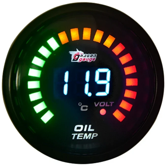 DRAGON GAUGE 2인치 52mm 부스트/수온/오일 압력/타코미터/볼트/공기 연료 비율/EGT/진공 게이지 미터 디지, 01 Oil Temp Gauge