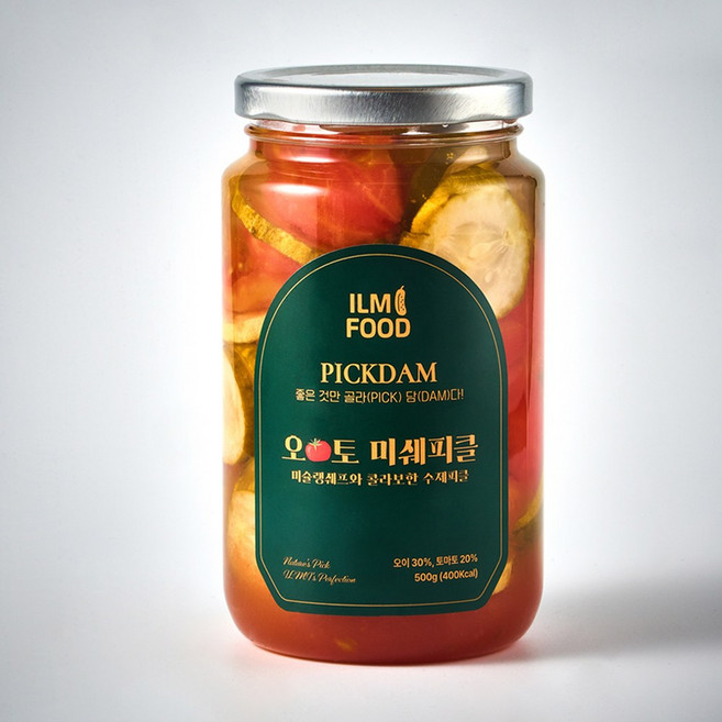 [일미푸드 PICKDAM] 프리미엄 수제 피클 500g 미쉐피클 (2종 중 1종 구성), 단품(포장 없음), 오토 미쉐피클(오이+토마토), 1개