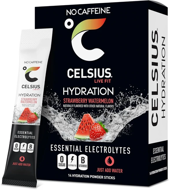 CELSIUS HYDRATION 딸기 수박 맛 필수 전해질 하이드레이션 패킷 (14팩), 1개 - 쿠팡
