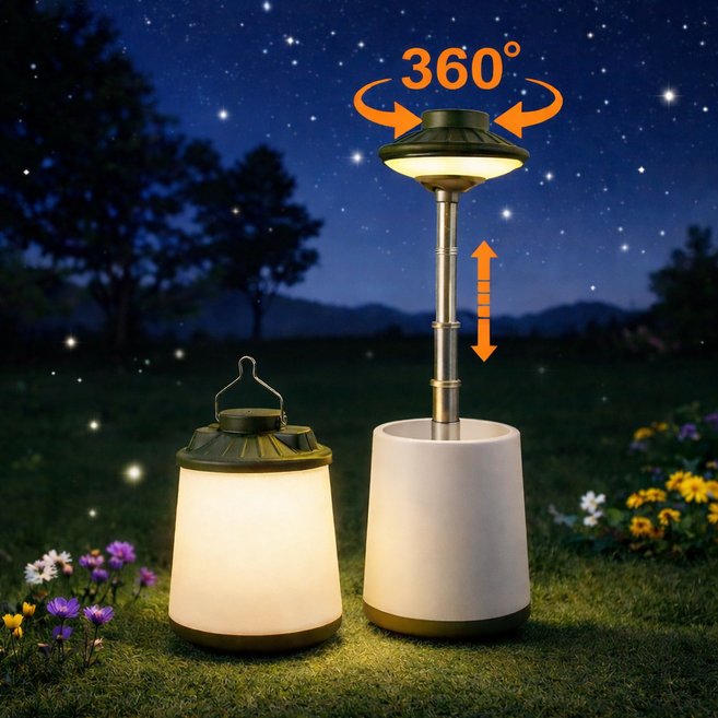 애니윙 캠핑족 무선 LED 캠핑등 360도 회전 스탠드 랜턴 2026년출시, 1개, 카키