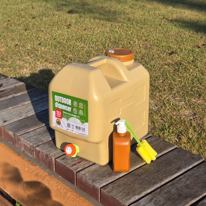 헬로폴 마운틴 캠핑물통 20L (세척솔포함) 대용량 워터백 노지 생수통, 01.헬로폴마운틴 캠핑물통 20L+세척솔 20cm, 1개