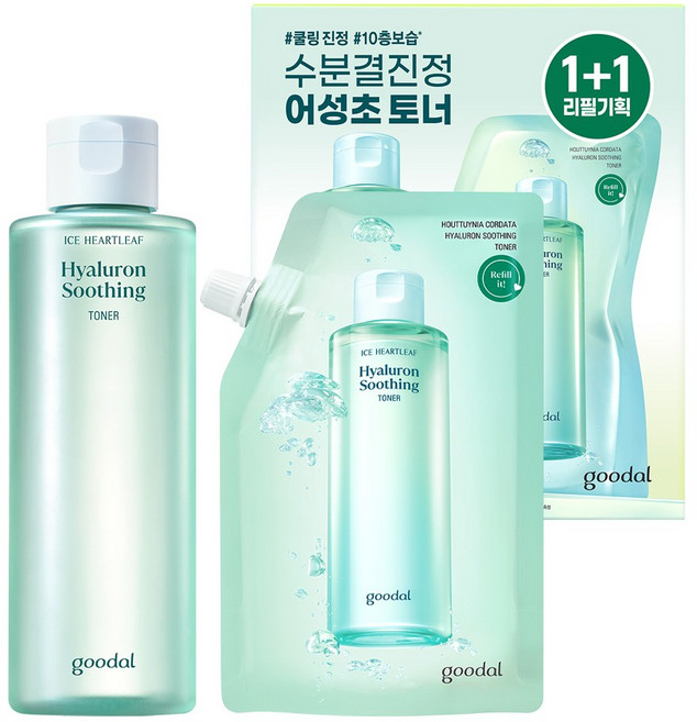 구달 어성초 히알루론 수딩 토너 리필 기획 (본품 350ml+리필 350ml), 700ml, 1개