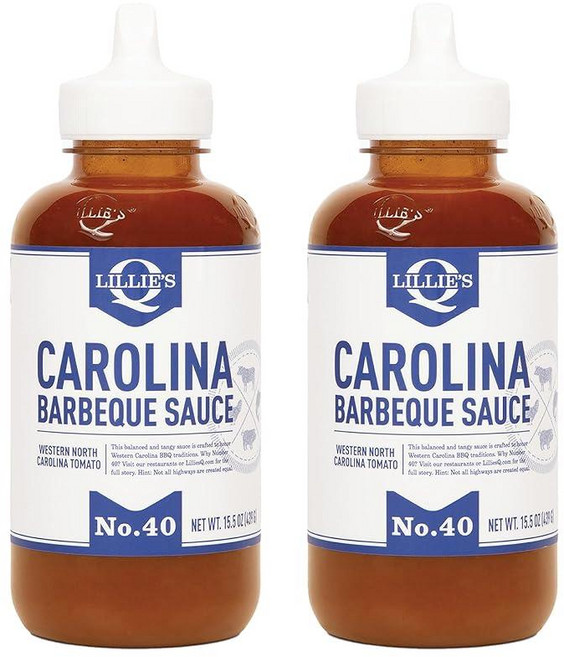 Lillie's Q - 스모키 BBQ 소스 글루텐 프리 GMO 프리 방부제 없음 고메 스위트 BBQ 맛 (433.7g(15온스) 2팩), 바비큐, 15.5 Ounce (Pack of 2)