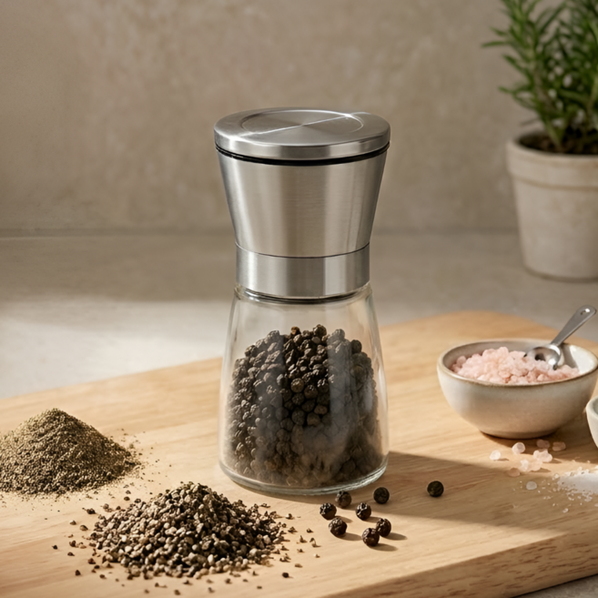 모아데이 304 스테인레스 소금 후추 그라인더, 1개, 180ml