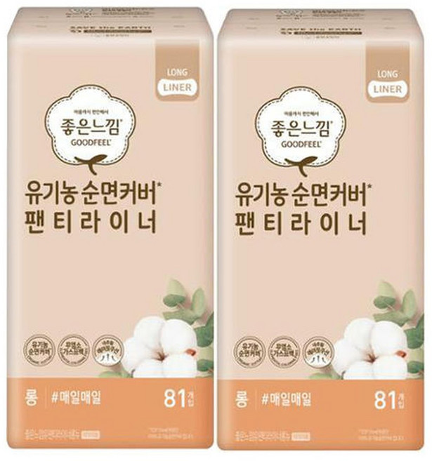 좋은느낌 순면커버 팬티라이너 롱 8x2팩, 8세트