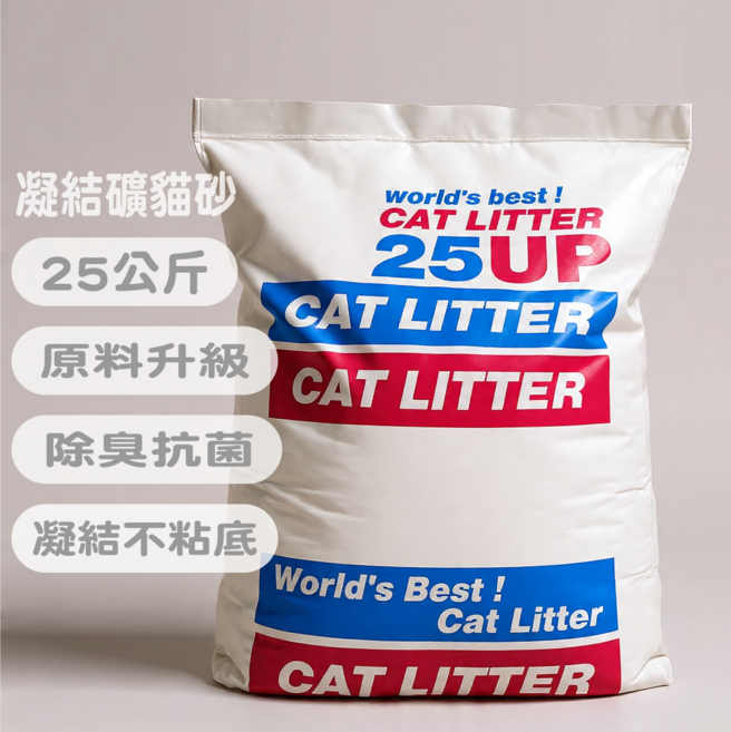 25UP 貓砂 25公斤 凝結 除臭抗菌, 25kg, 1包, 除臭無香味
