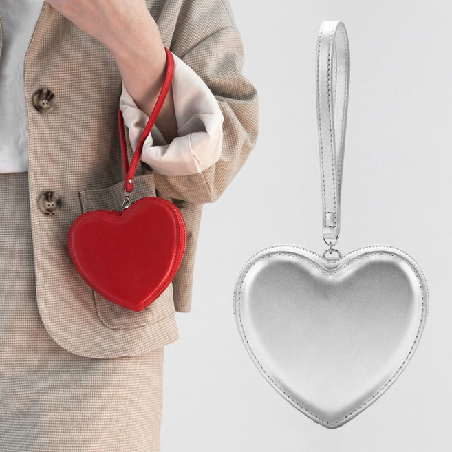 모니카뉴욕 하트 모양 클러치백 손목지갑 스트랩 파우치