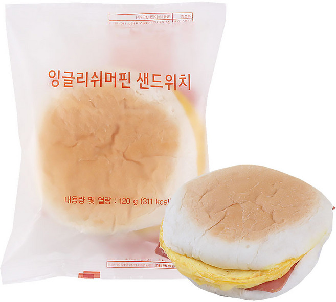 [딜라잇가든]냉동 잉글리쉬머핀 샌드위치 120g에어프라이어 오븐, 5개, 120g