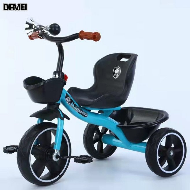 DFMEI 兒童三輪車腳蹬腳踏車寶寶手推單車1-3-5-6歲 小孩玩具車, 1個, 藍色無手推:參考詳情