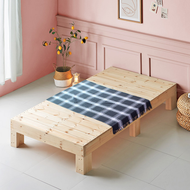 숲에온 평상형 침대 프레임 100% 국내생산 천연원목 주문제작 맞춤 저상형 수납형, 슈퍼싱글(SS)