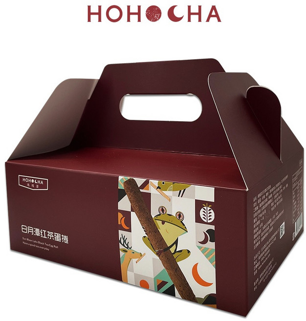 HOHO CHA 喝喝茶 日月潭紅茶長條蛋捲 6包 台灣伴手禮, 1個, 日月潭紅茶長條蛋捲 36g*6包/盒, 216g