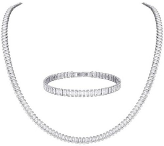 크리스탈 목걸이 팔찌 여성 보석 세트 정교한 큐빅 목걸이 테니스 팔찌 큐빅 지르코니아 신부 결혼식 보석