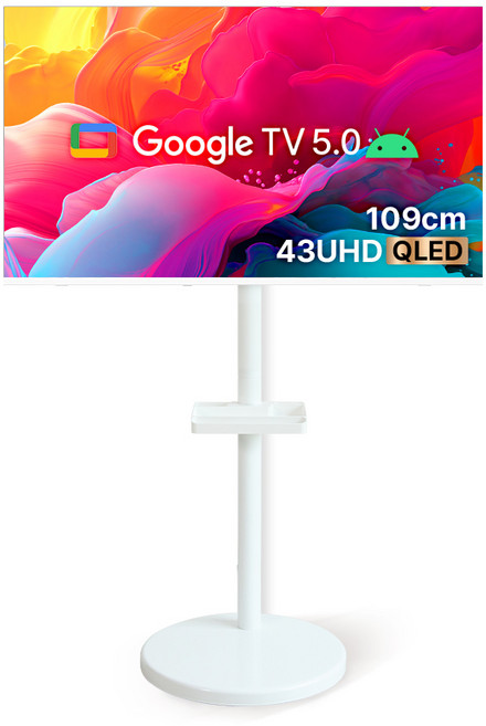 무빙큐빅스 화이트에디션 43인치 4K UHD QLED 삼탠바이미 퍼스트 셋트 이동식 스마트TV 삼텐바이미 중소바이미, 고객직접설치, 스탠드형, 109cm(43인치)